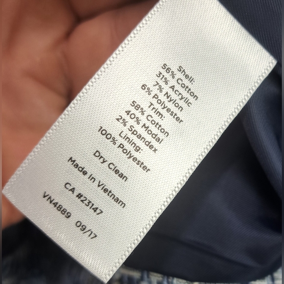 Robert Talbott Petite Women's Tweed Jacket Chambray Trim Blazer Navy Size 12P - Picture 10 of 16